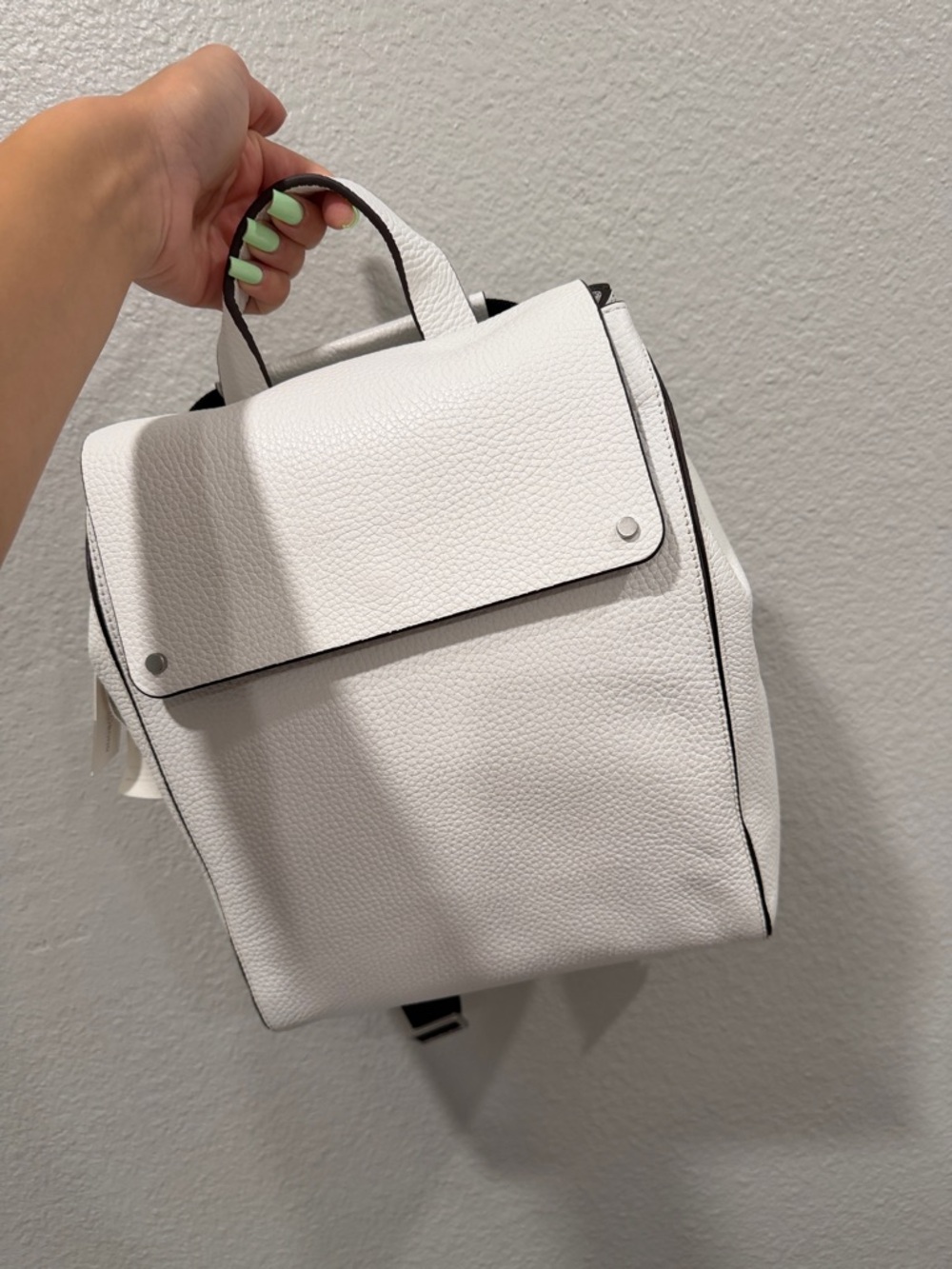 Treasure & Bond White Pebbled Leather Mini Backpack
